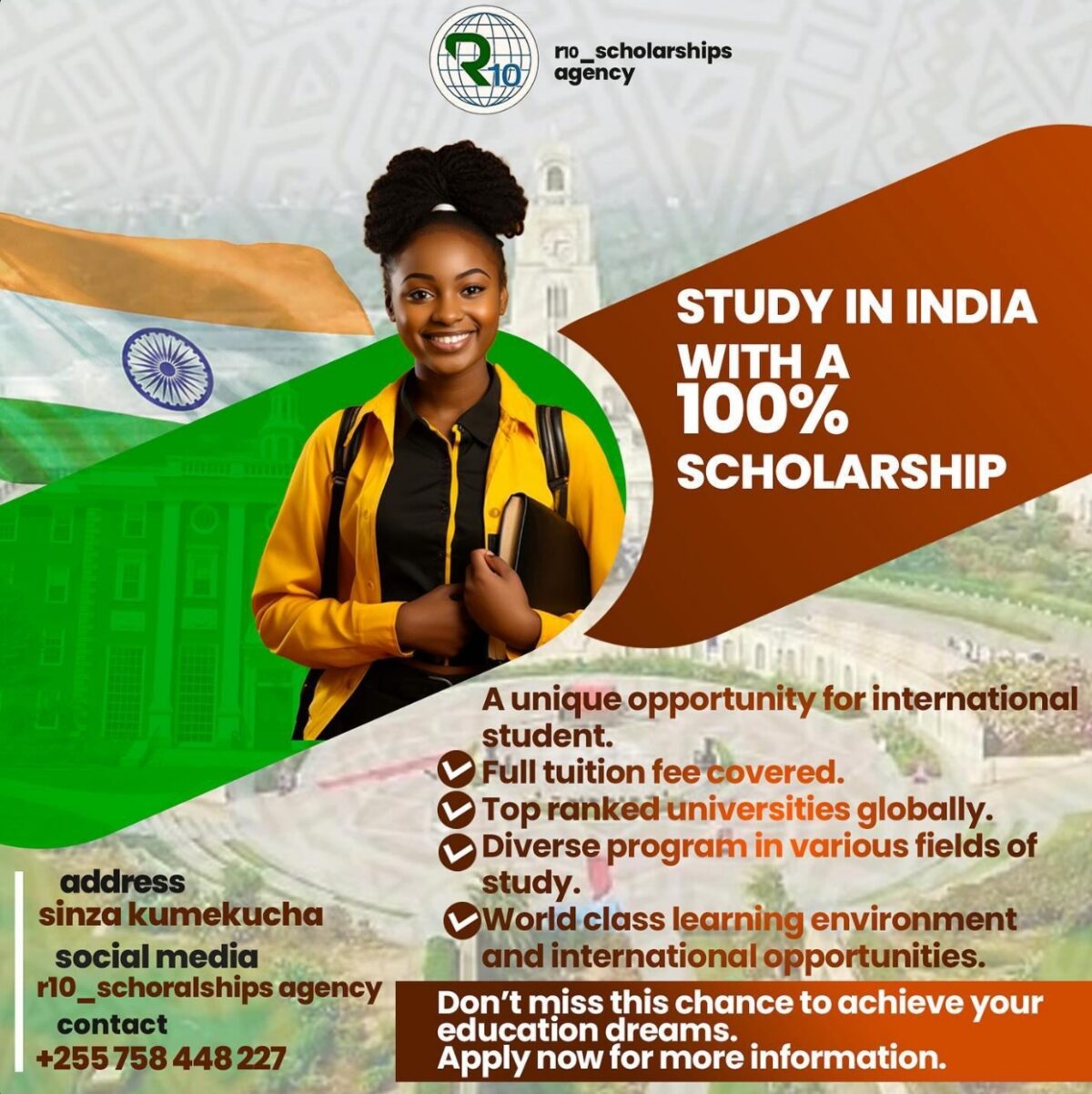 Study in India with 100% Scholarship